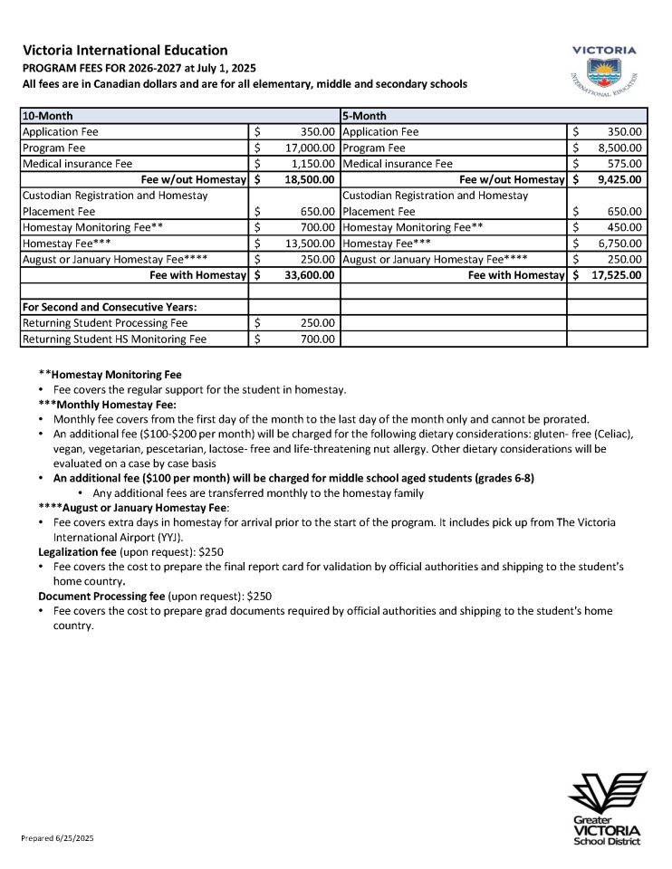 2026 2027 VIE PRICELIST